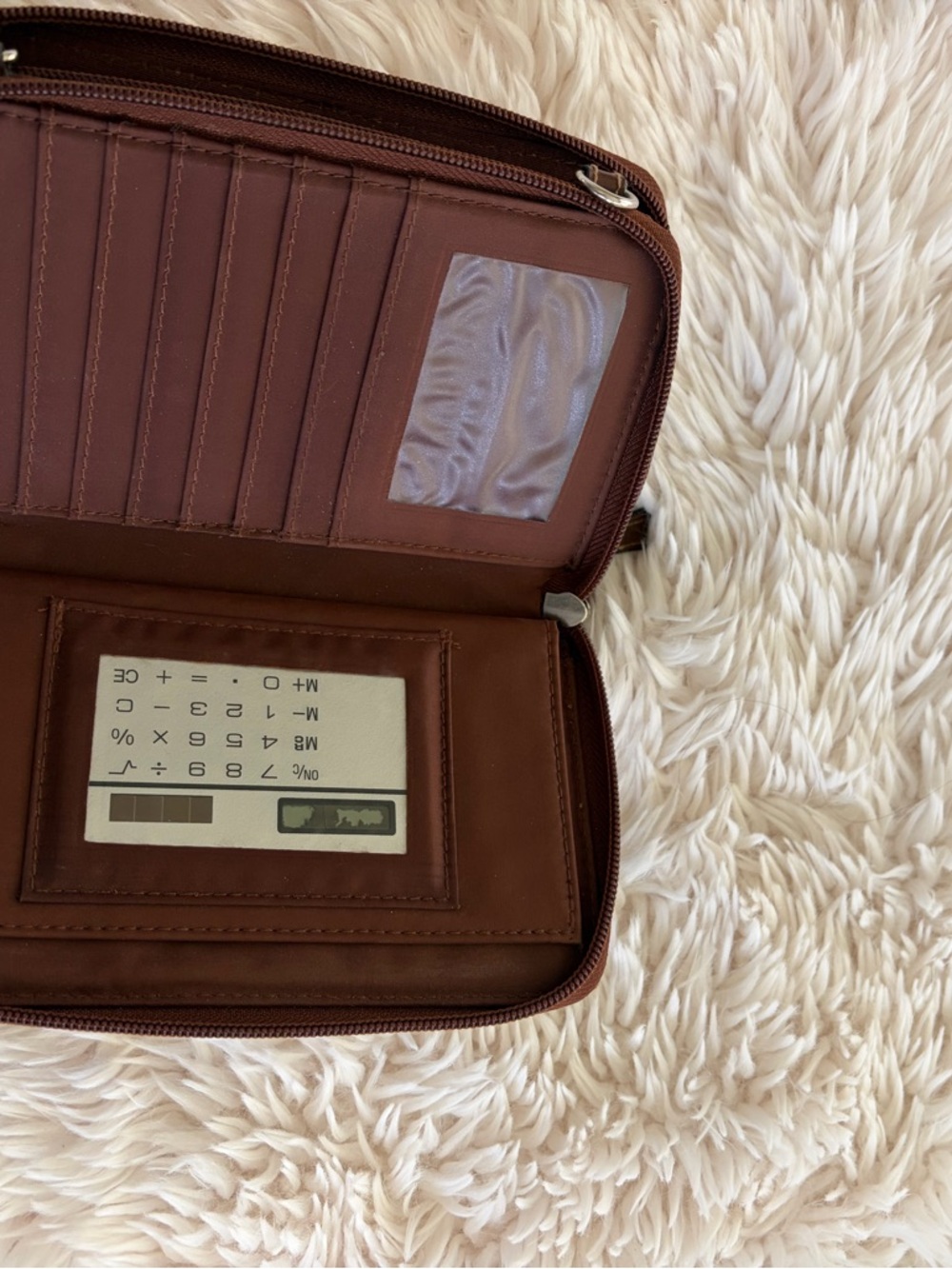 Woven Brown Leather Zip Wallet - Picture 4 of 5